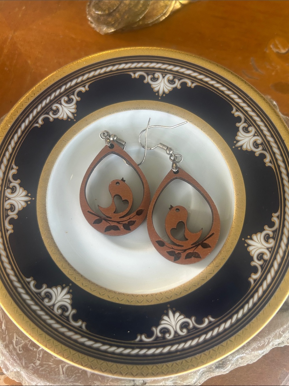 Handcrafted Brown Teardrop Bird Earrings - Women Jewelry